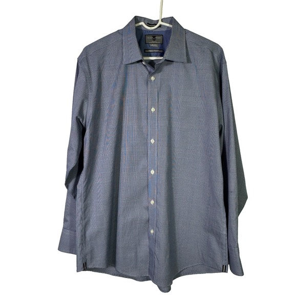 Black Brown 1826 Other - Black Brown 1826 Mens Blue Check Egyptian Cotton Slim Fit Non Iron Shirt 16.5 34